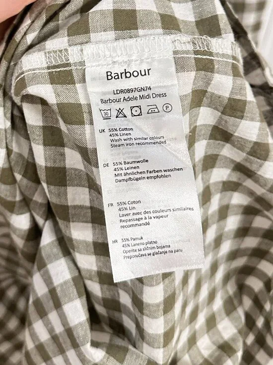 BARBOUR Adele Midi Shirt Dress in Dusky Gingham Green Size US 10 - Picture 9 of 12